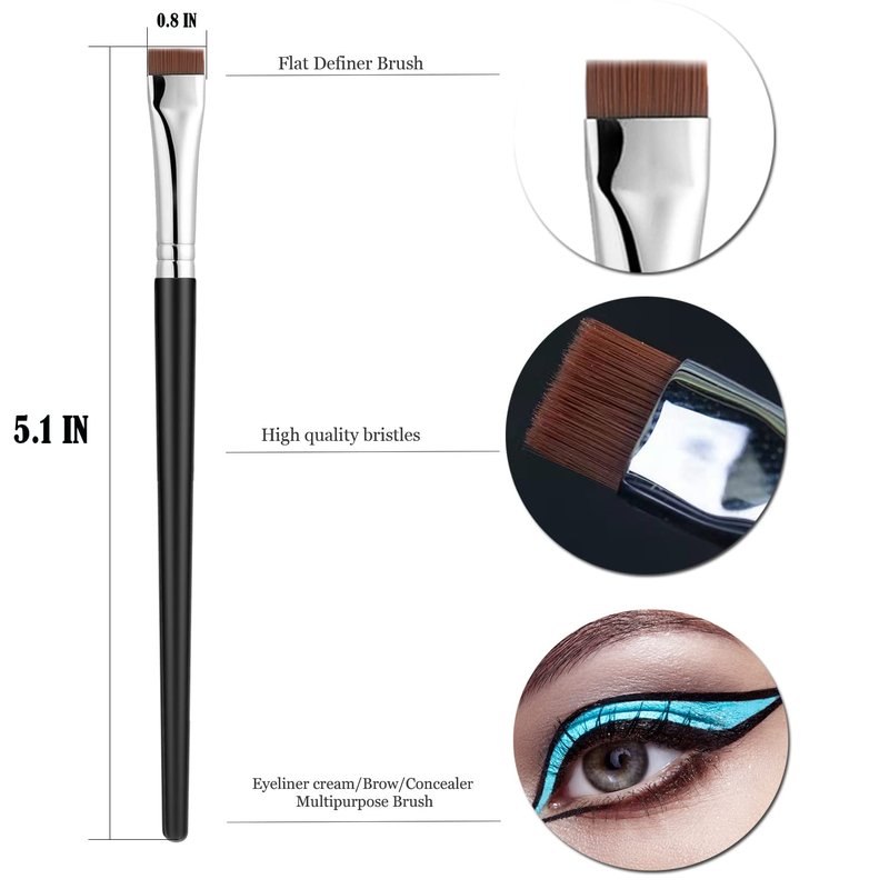 Precision Gel Eyeliner Brushes - Fine Angled Synthetic Bristles for Flawless Eye Makeup | Ultra Thin Slanted Design