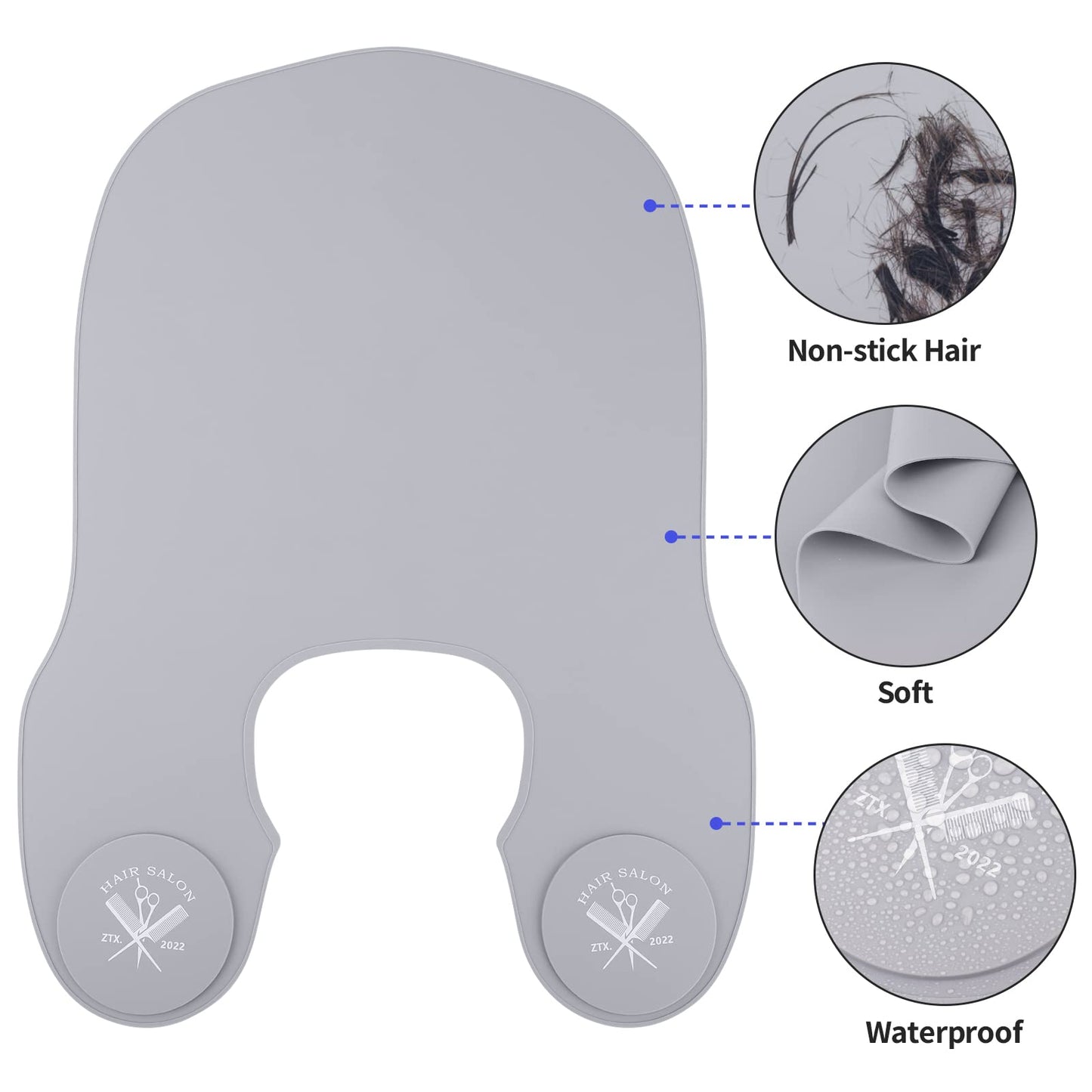 Segbeauty Hair Cutting Collar, Larger & Longer Silicone Barber Haircut Neck Wrap Collar, Professional Salon Hair Dye Pad Guide for Stylist Hair Coloring & Perming Hairdressing Protecting Clothes Gray