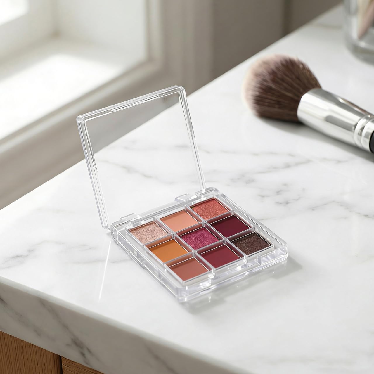 TOYANDONA 2pcs Empty Makeup Palette for Depotting: Clear 9-grid Empty Lipstick Palette Case Portable Makeup Organizer Depotting Cases for Blush Highlighters Eyeshadow