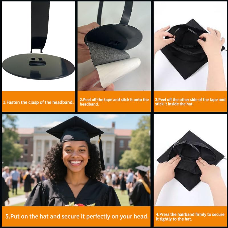 Graduation Cap Headband - Anti-Fall Hairband for Students | Keeps Hairstyle Fixed