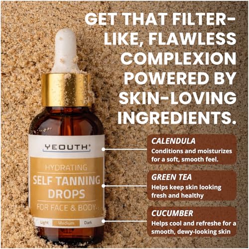 YEOUTH Face Tanning Drops - Customizable Self Tan for Glowing Skin