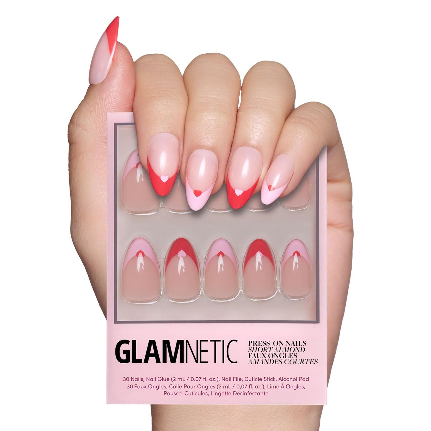 Glamnetic Press On Nails - Lush Coral | Short Oval Fake Nails with Glazed Finish | 30 Nail Kit in 15 Sizes