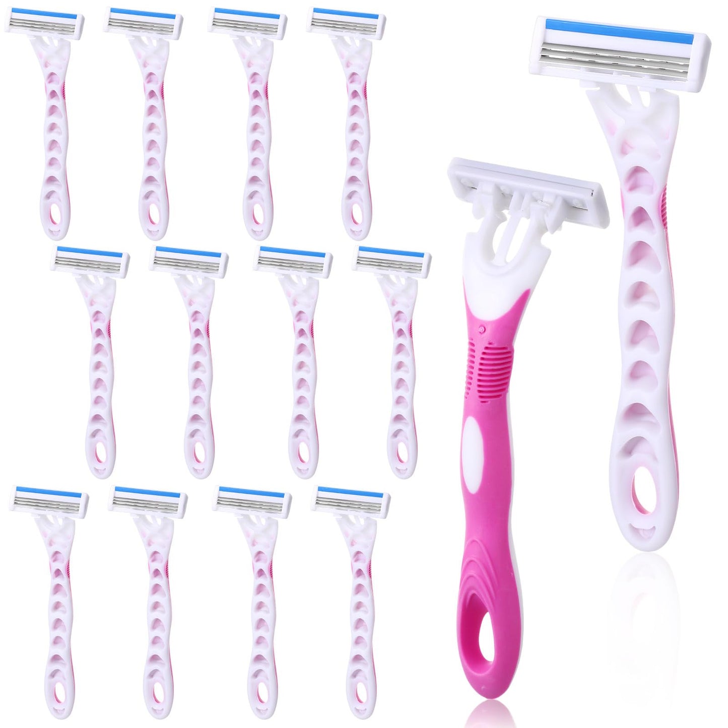 Leriton 12 Count Women's Disposable Razors Blades Bulk 3 Blade Razors for Women Disposable Head Razor Sensitive Skin Razor Comfortable Shave for Bathing Hotel Travel