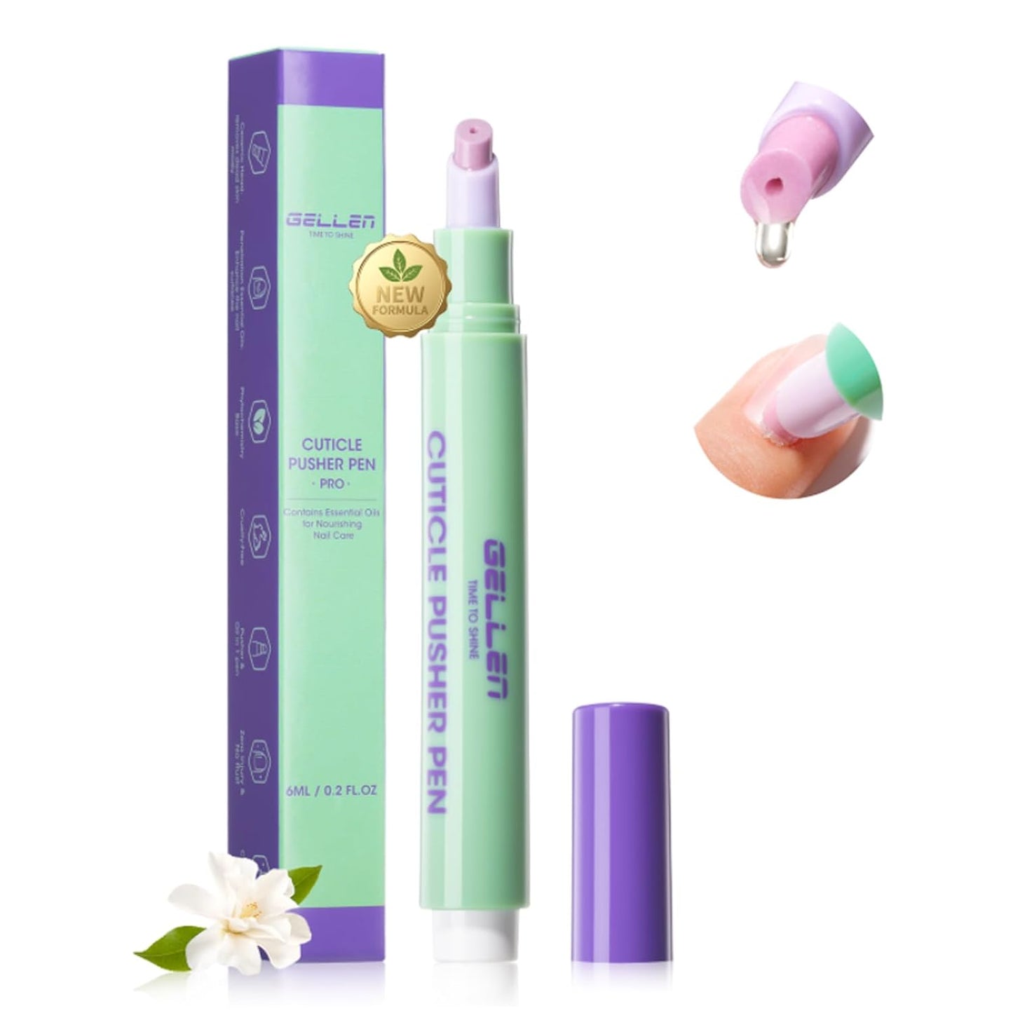 Gellen Cuticle Oil Pusher Pen - 6ml Aloe Vera Cuticle Remover & Gentle Nail Care Tool for Dry Cuticles