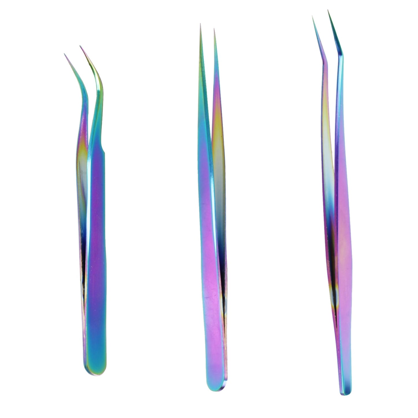 pson 3PCS Rainbow Tweezers Set, Stainless Steel Pointed Craft Tweezers, Colorful Fine Tip Tweezer Tools for Jewelry Making, Eyelash Extension, Repair, DIY (1 straight and 2 curved)