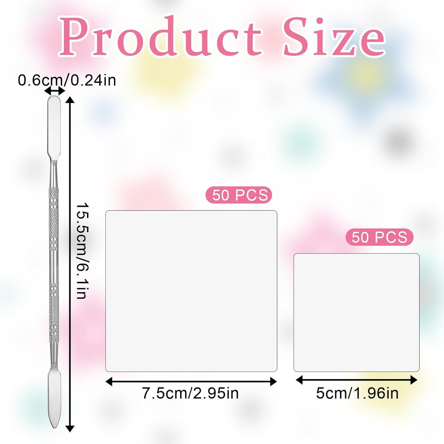 Disposable Nail Art Palette Paper - 100 Sheets Waterproof Mixing Paper with Stainless Spatula | 2 Sizes for Home Salon