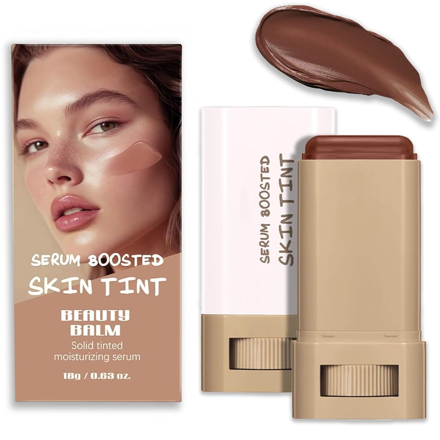 Foundation Stick - Serum-Infused Beauty Balm for Flawless Skin | Longwear Tinted Moisturizer in Natural Finish (#02, #03, #06)