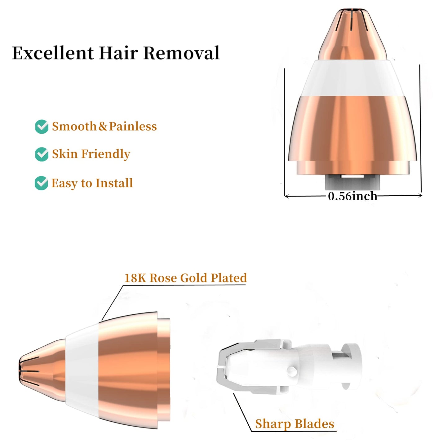 Eyebrow Hair Remover Replacement Heads for Finishing Touch Flawless Facial Hair Remover,Painless Replacement Blades for Flawless Brows Hair Removal,with Cleaning Brush,As Seen On Tv(4 Count).
