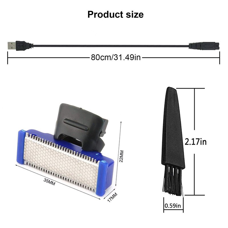 4PCS LinMei Solo Replacement Heads Compatible for 1st Generation Microtouch Solo Mens Shaver with Shaver Charging Cable for Electric Trimmer