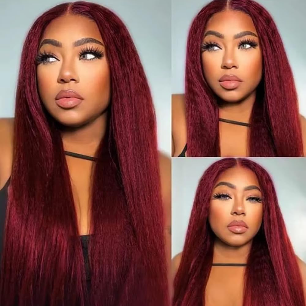 Burgundy Bundles Human Hair Burgundy Kinky Straight Bundles 18 18 18 inch Red Human Hair Bundle