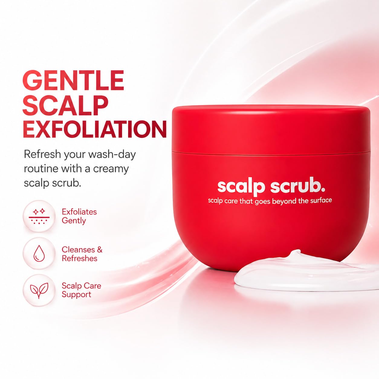 Scalp Scrub Comfort Balm, Itchy Scalp & Skin, Revive and Restore Scalp Care Treatment in Red Jar, Gentle Exfoliating Hair Treatment for Dry Flaky-Looking Scalp, 3.4 Fl Oz