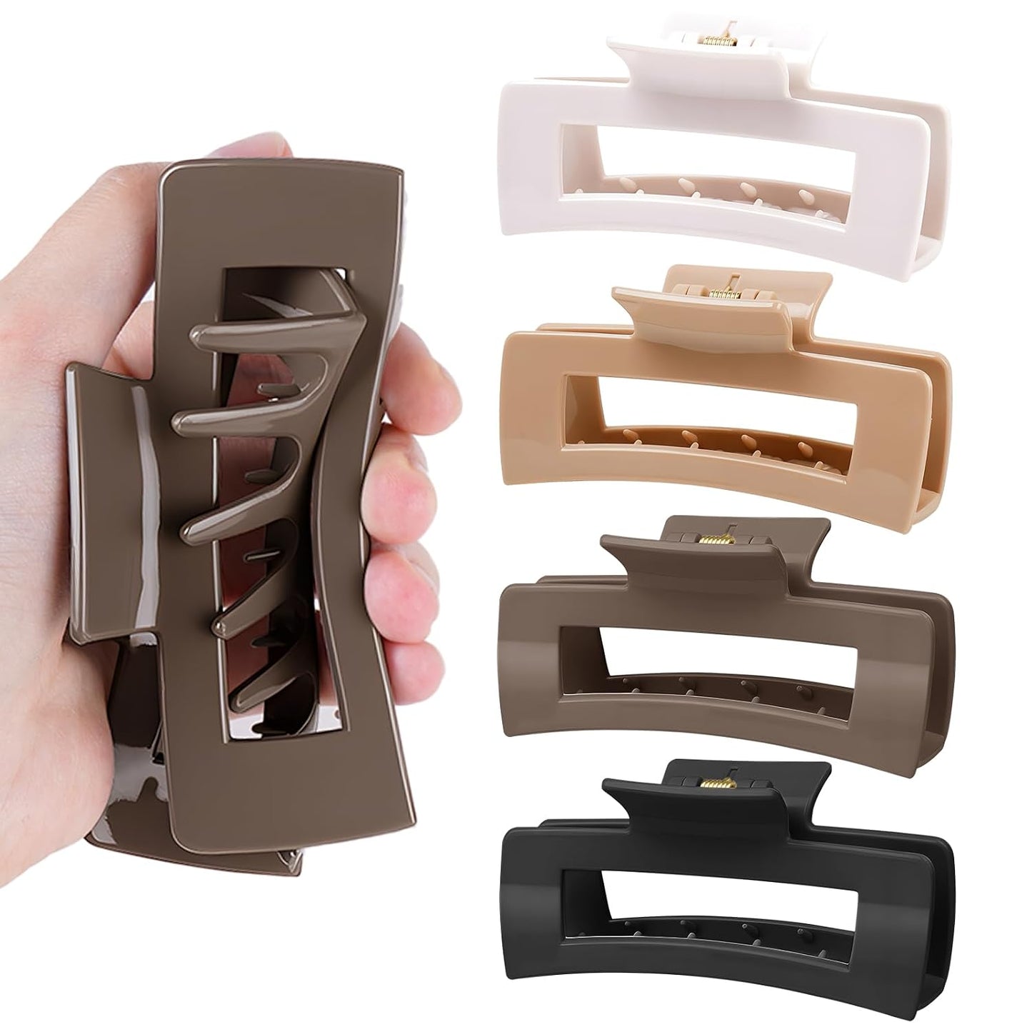 Nylon Hair Claw Clips - Flexible & Unbreakable Large Hair Claws for Thick/Thin Hair | Strong Hold 4 Pack - 4.3 Inch