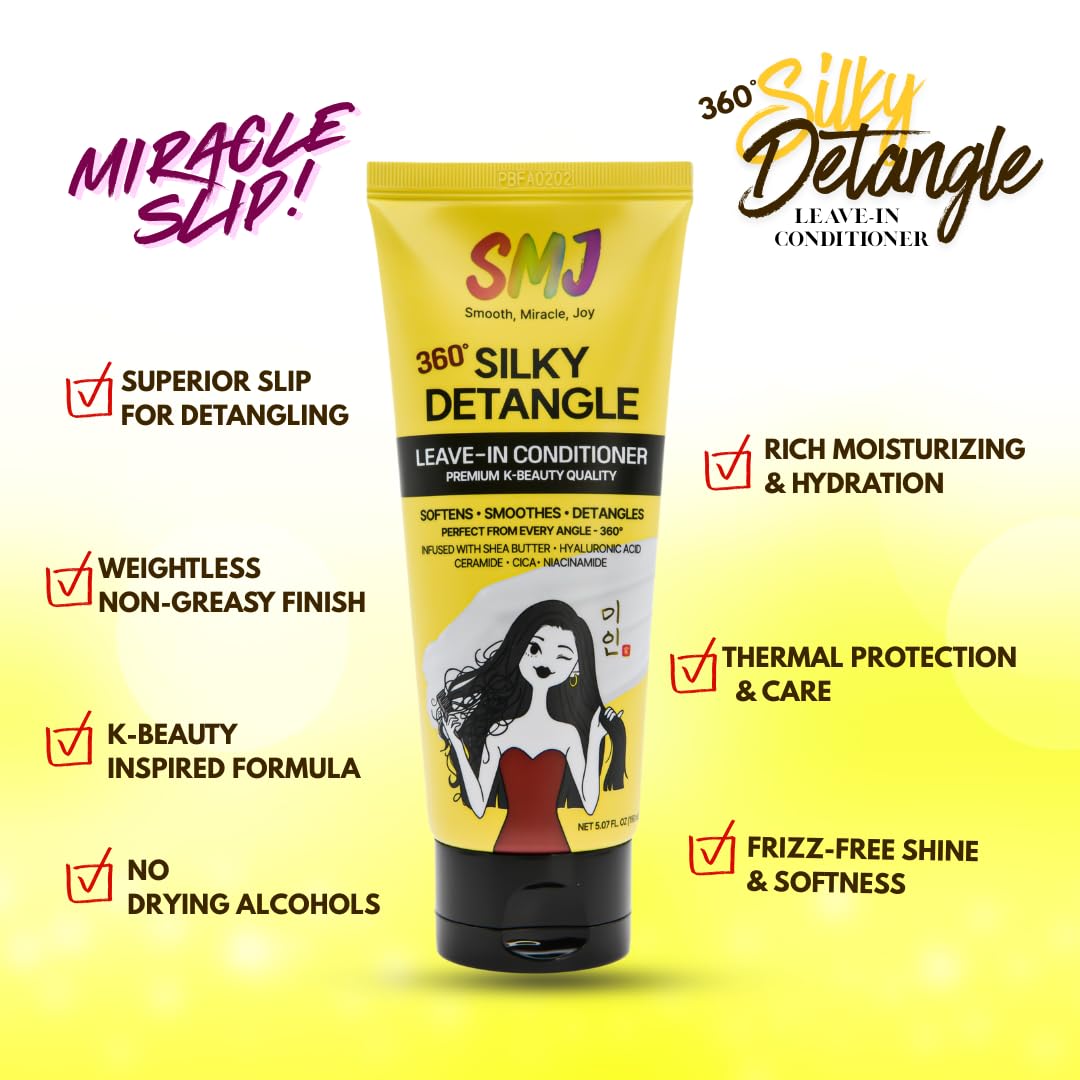 360° Silky Detangle Leave-In Conditioner - Easy Slip & Moisture Control | Lightweight Cream for Braids & Natural Hair | 5.07 FL OZ