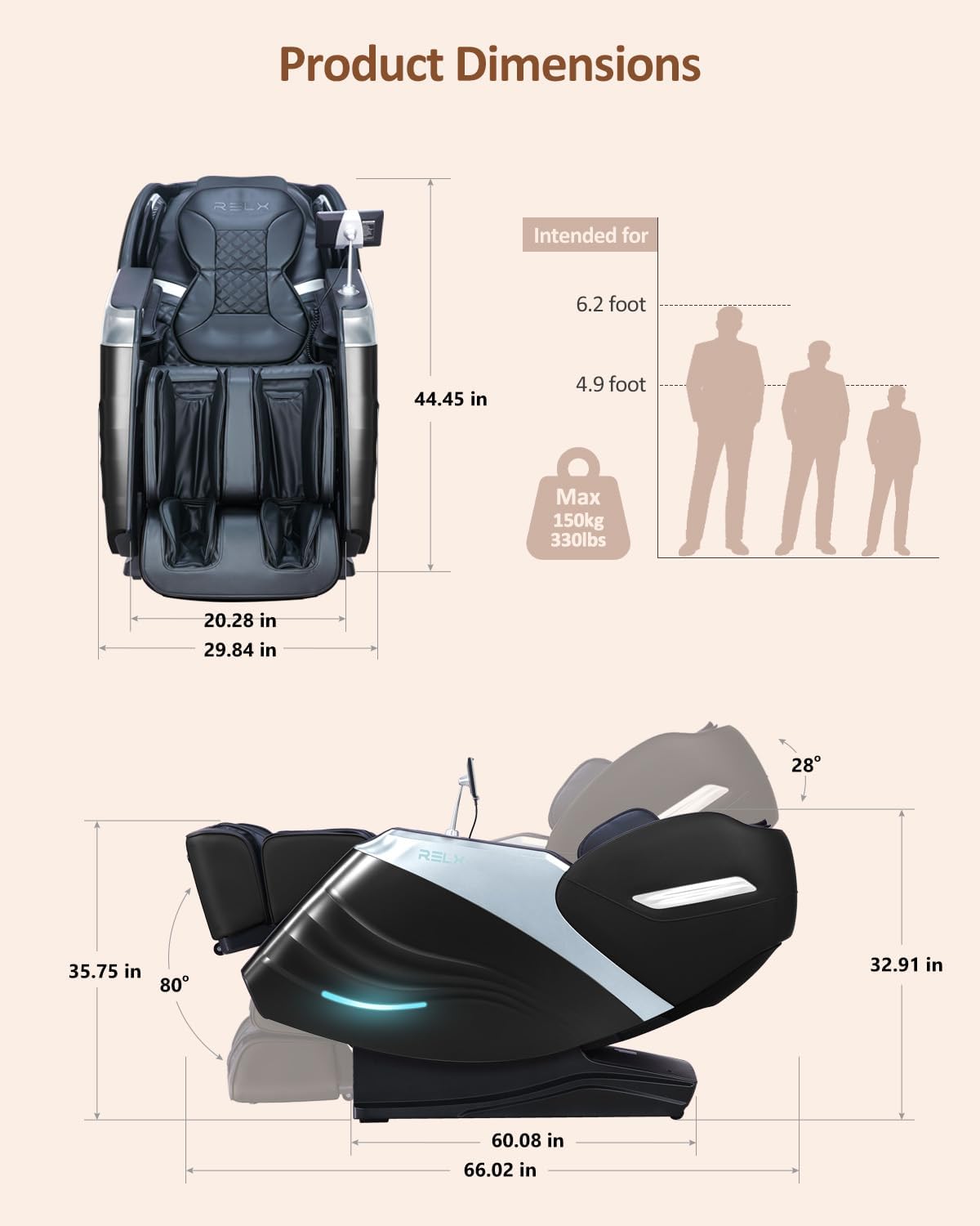 Full Body Shiatsu Massage Chair - 20 Modes, Zero Gravity, Built-In Heat & AI Control | Black
