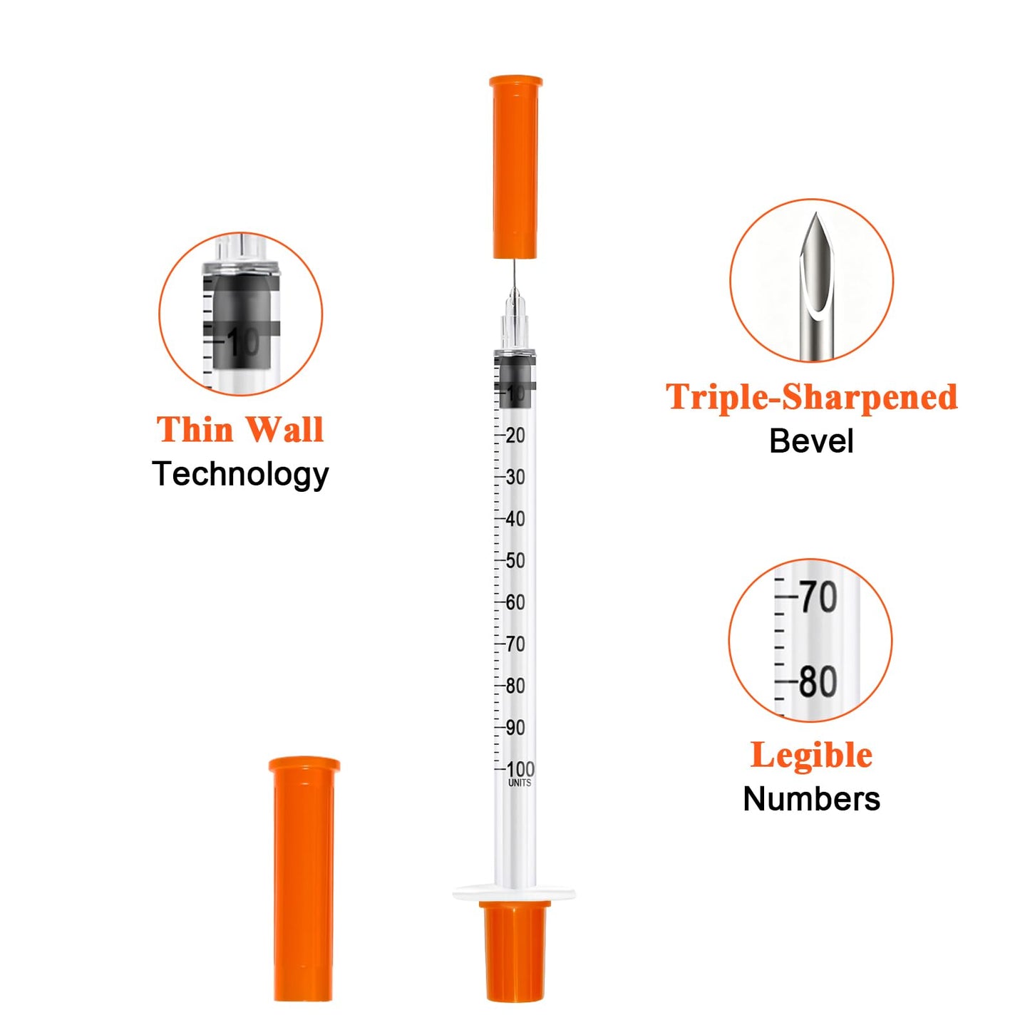1ml 31Ga 5/16" (8mm) Syringe with Needle, Individually Wrapped, Pack of 10