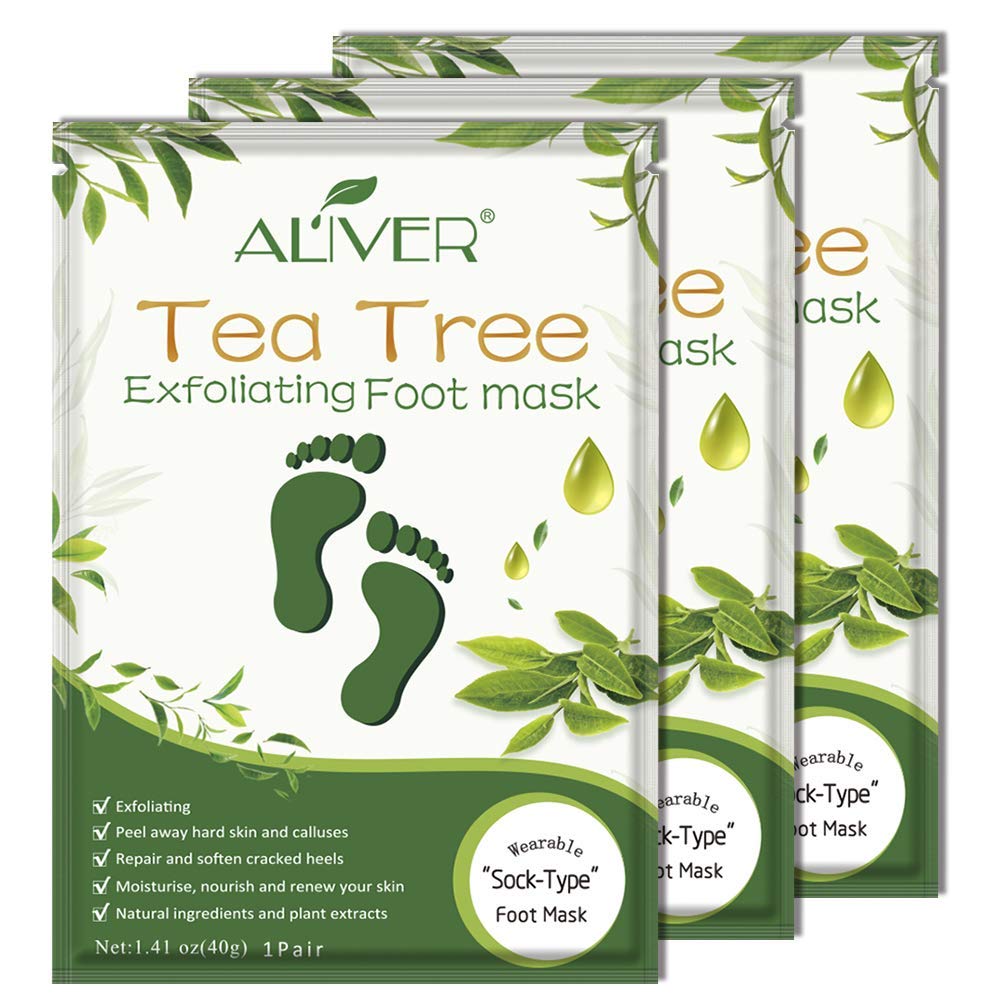 Aliver Foot Peel Mask - Exfoliating Callus Remover for Baby Soft Feet | 3 Pack, Lavender Scent