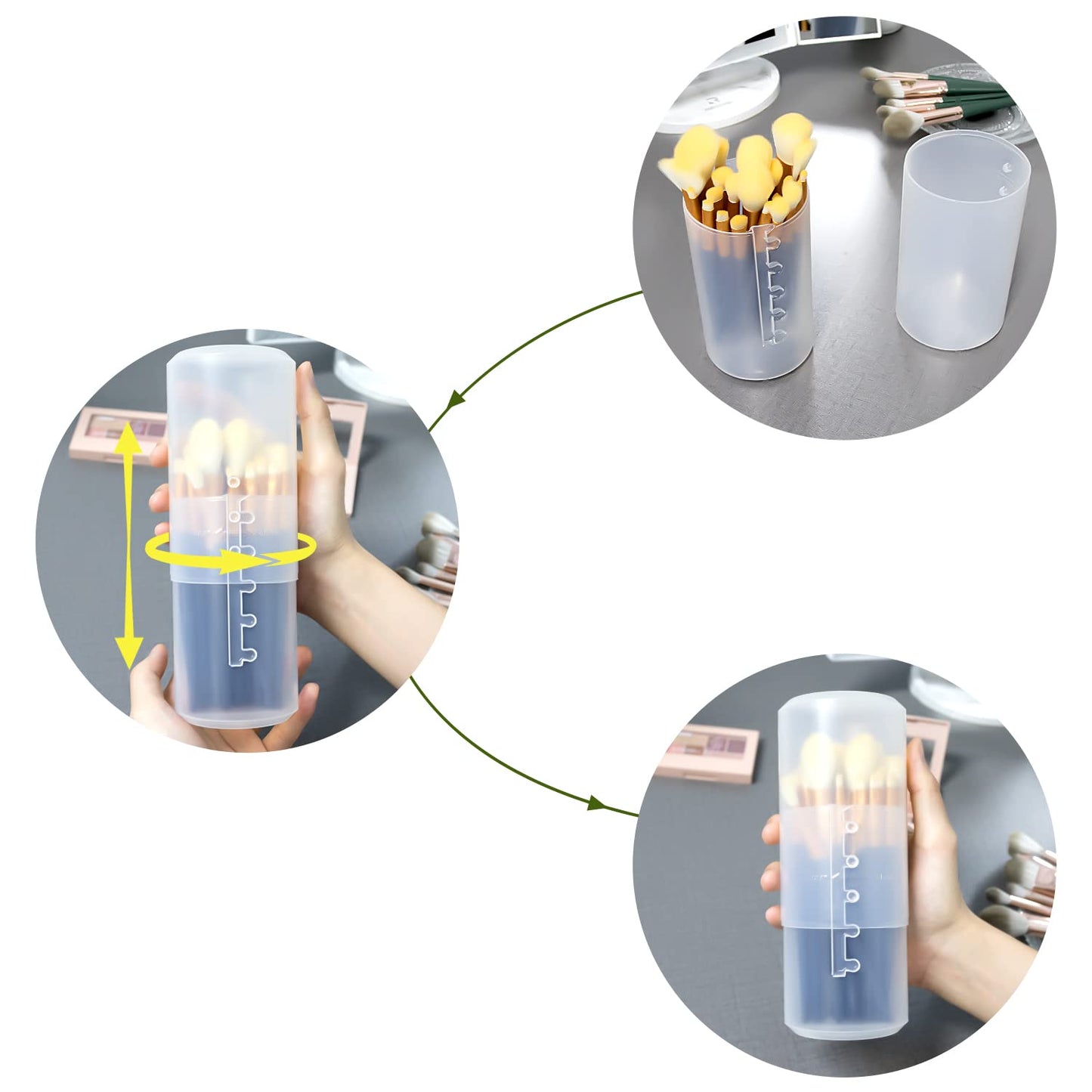 OCHEAL Retractable Makeup Brush Holders, Brushes Organizer Plastic Clear Travel Makeup Brush Case Brushes Container Cup Dustproof Storage for Women and Girls Makeup Artist