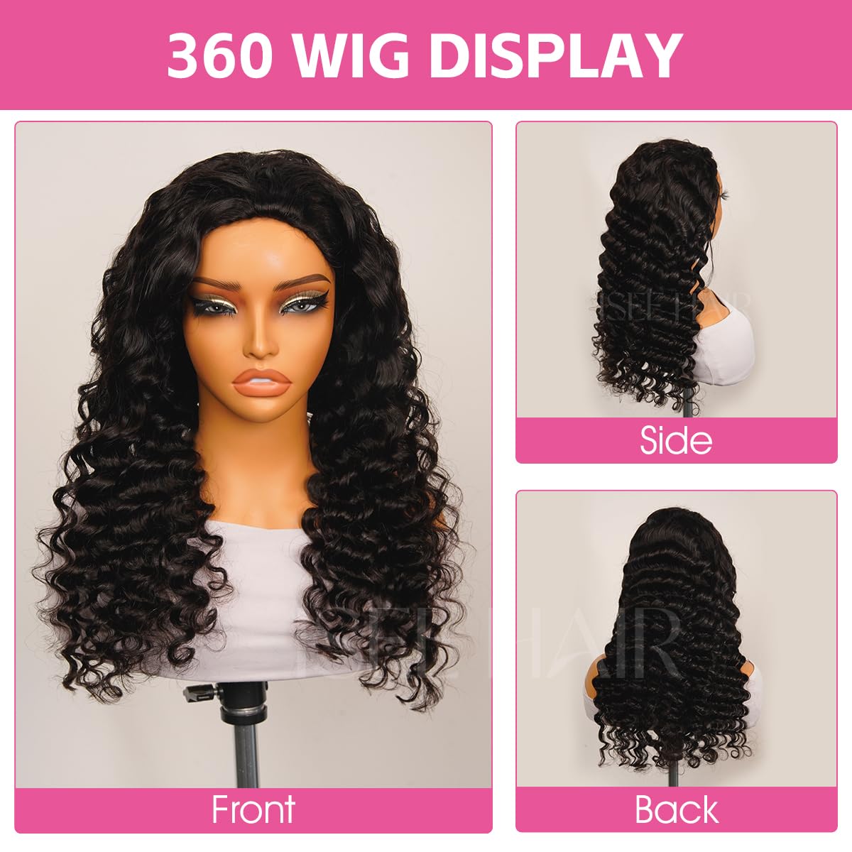 Loose Deep Wave Half Wig - 180% Density Human Hair | Beginner-Friendly 18 Inch Clip-In Wig