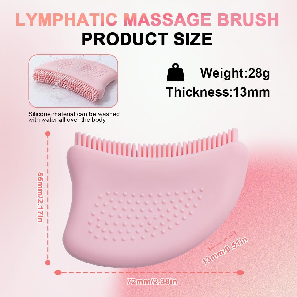 Lymphatic Contour Face Brush - Silicone Massager for Drainage & Sculpting | 2-Piece Set with Travel Case