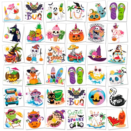 80pcs Summer Halloween Temporary Tattoos for Kids & Adults