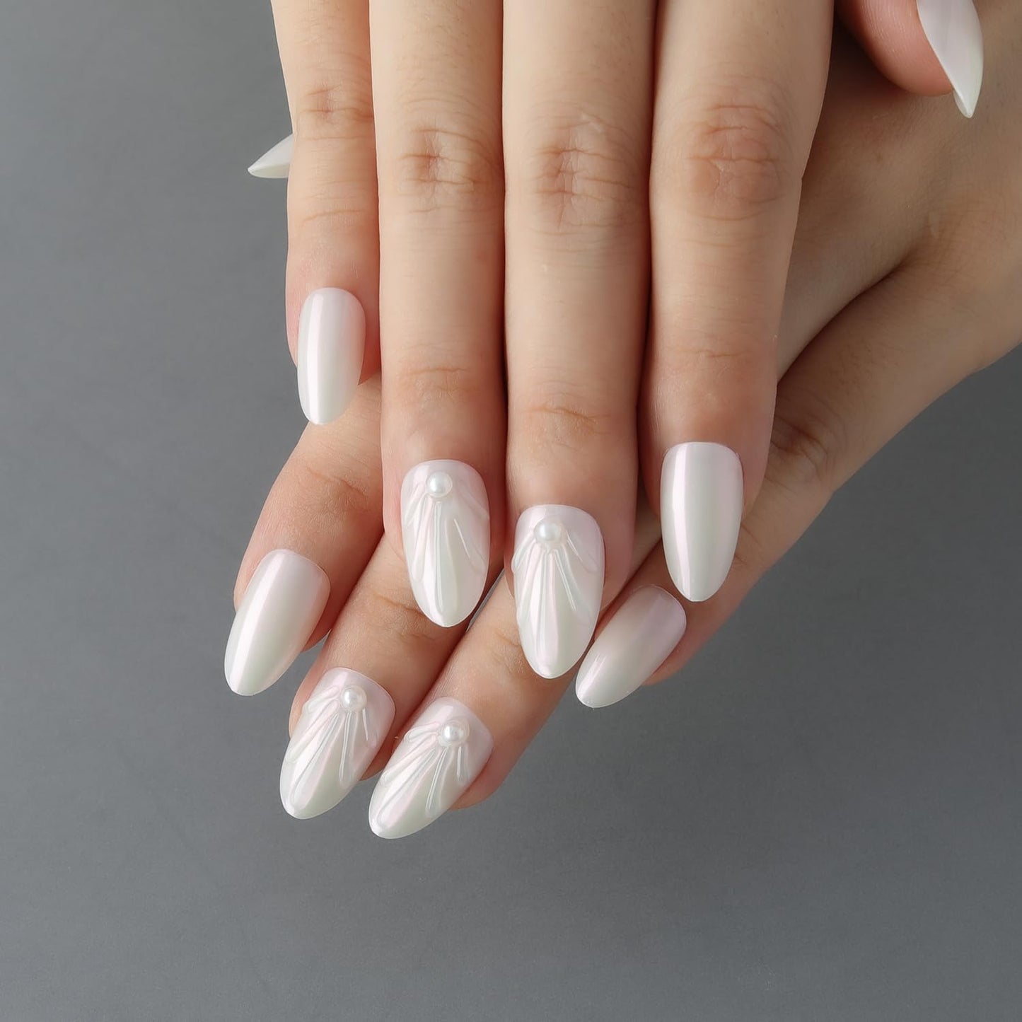 Ombre Press-On Nails - White & Light Pink Coffin Acrylic Design | 30 Pcs Reusable DIY Nail Art Kit for Women
