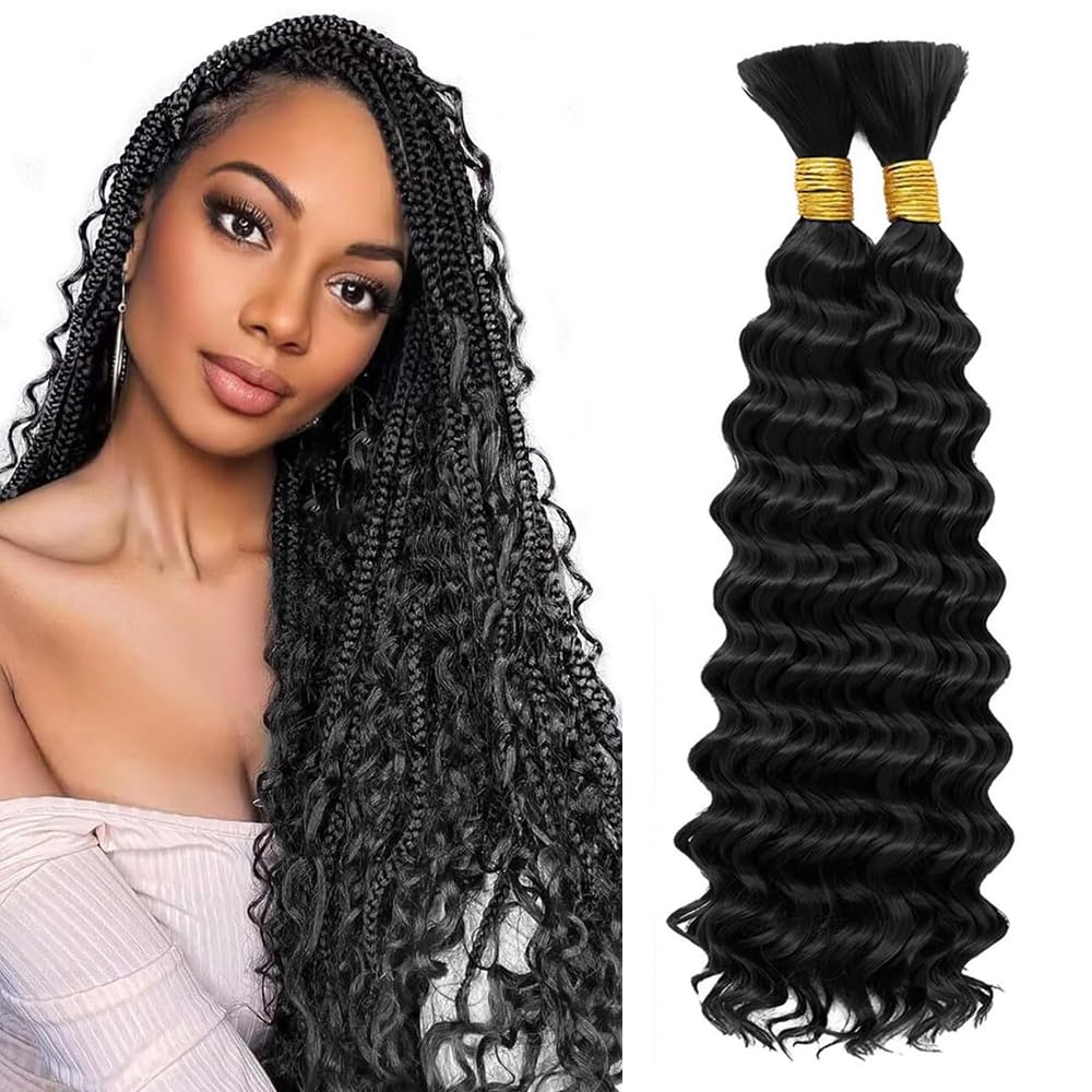 Human Braiding Hair for Boho Braids 24 24 Inch 100g Water Wave Bulk Human Hair for Braiding No Weft Wet and Wavy Natural Color 2 Bundles/Pack