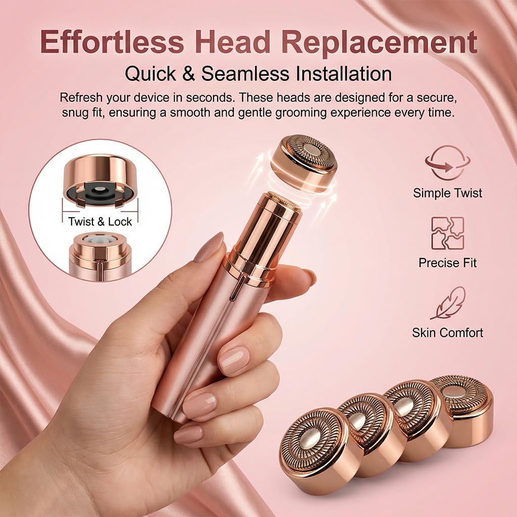 Replacement Heads New Generation 3 for Finishing Touch Flawless Facial Hair Remover, Double Ring Precision Blades Heads for Flawless Gen 3 Device, Pack of 4