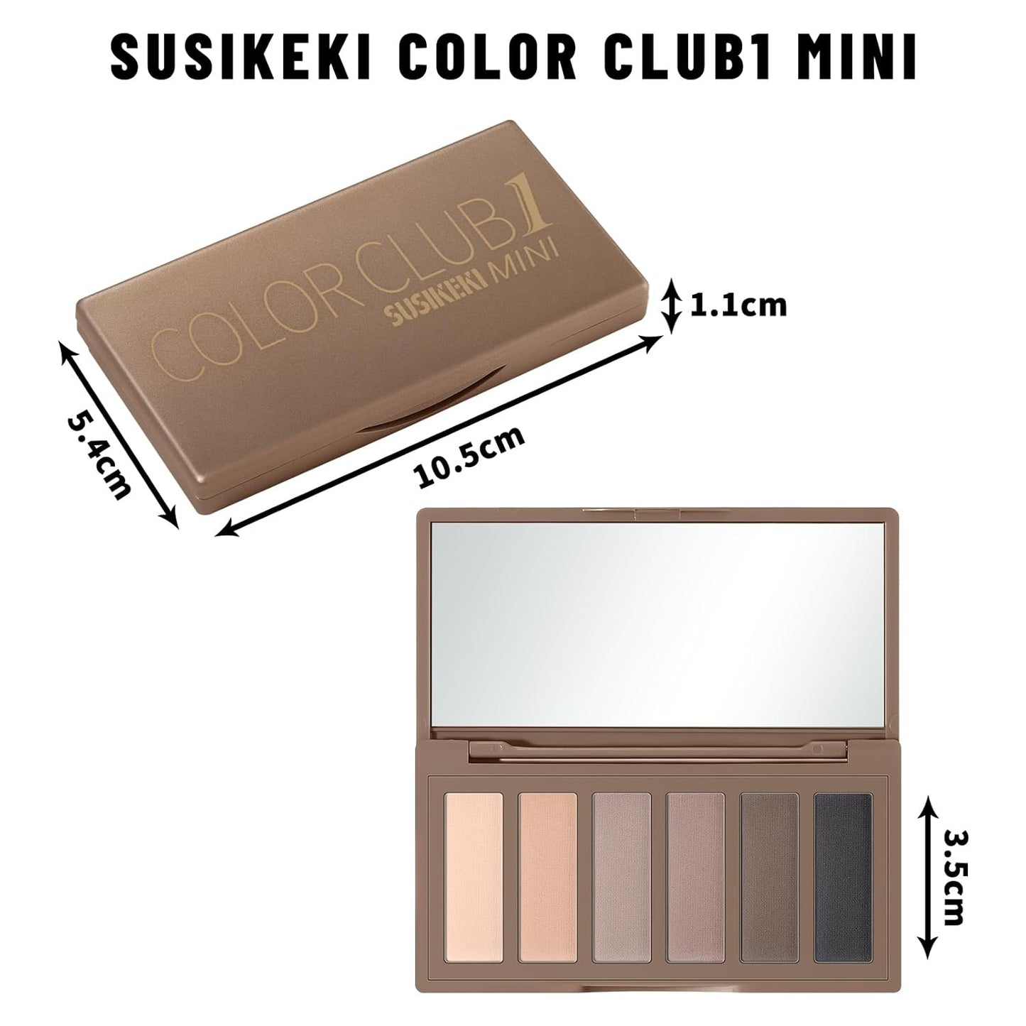 SUSIKEKI Mini Eyeshadow Palette - 6 Highly Pigmented Neutral Shades | Waterproof Travel Kit with Mirror