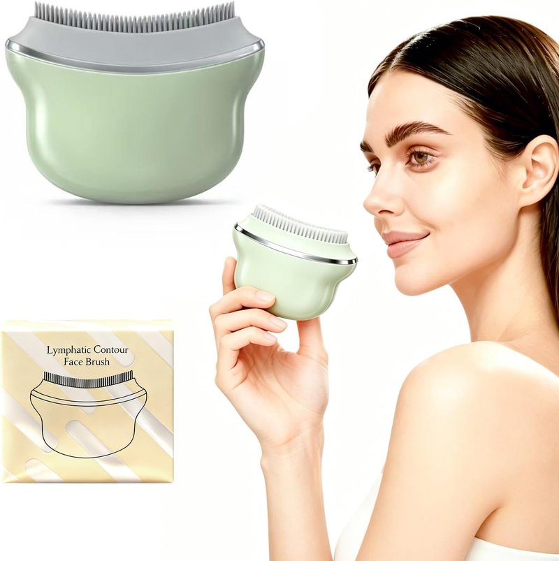 Lymphatic Contour Face Brush - Silicone Cleansing Tool for Anti-Puffiness & Jawline Sculpting | Improves Skin Glow