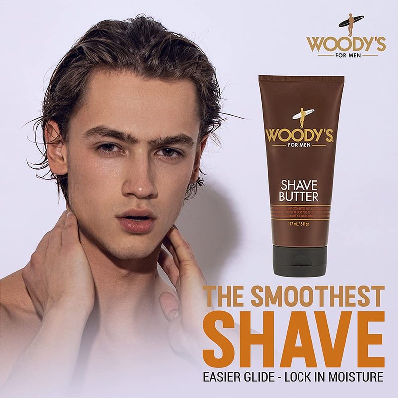 Woody's Shaving Essentials, Shave Butter - Ultra-Smooth Shaving Cream for Men, Moisturizing Beard Butter, Sensitive Skin & Reduced Irritation, 6 Fl Oz