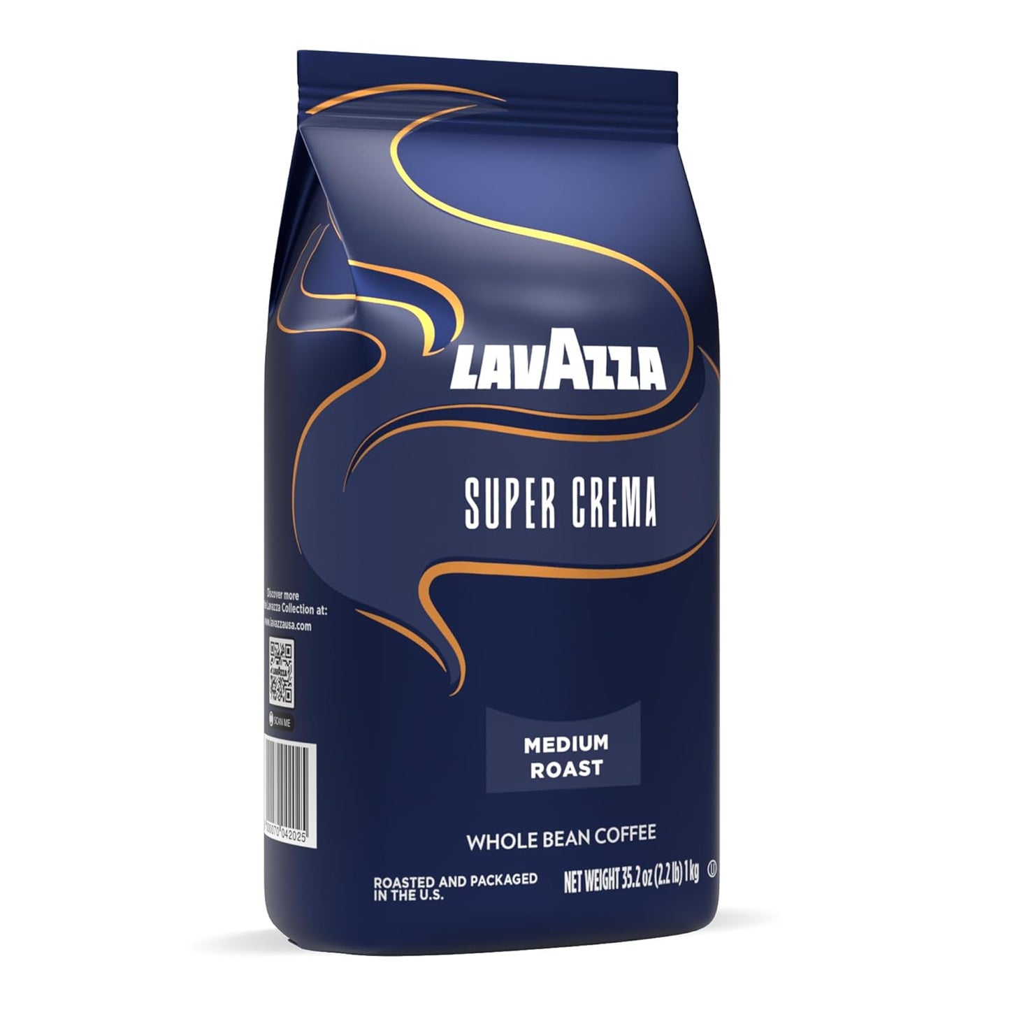 Lavazza Super Crema Whole Bean Coffee - Medium Espresso Roast | Arabica & Robusta Blend, 2.2 lb Bag