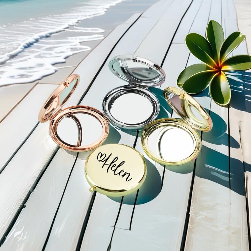 Personalized Travel Mirror - Compact 2x/1x Magnifying Makeup Mirror | Perfect Gift for Bridesmaids, Moms & More