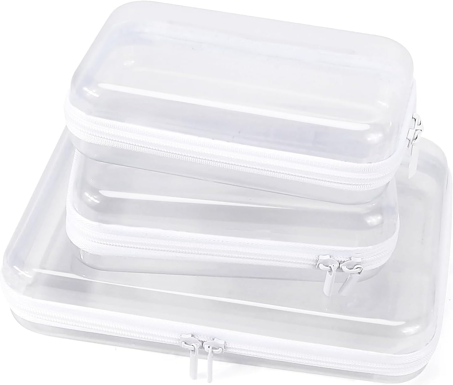 Clear Hard Shell Zipper Case - 3 Pack Waterproof Makeup Organizer & Travel Toiletry Bag | Large Size