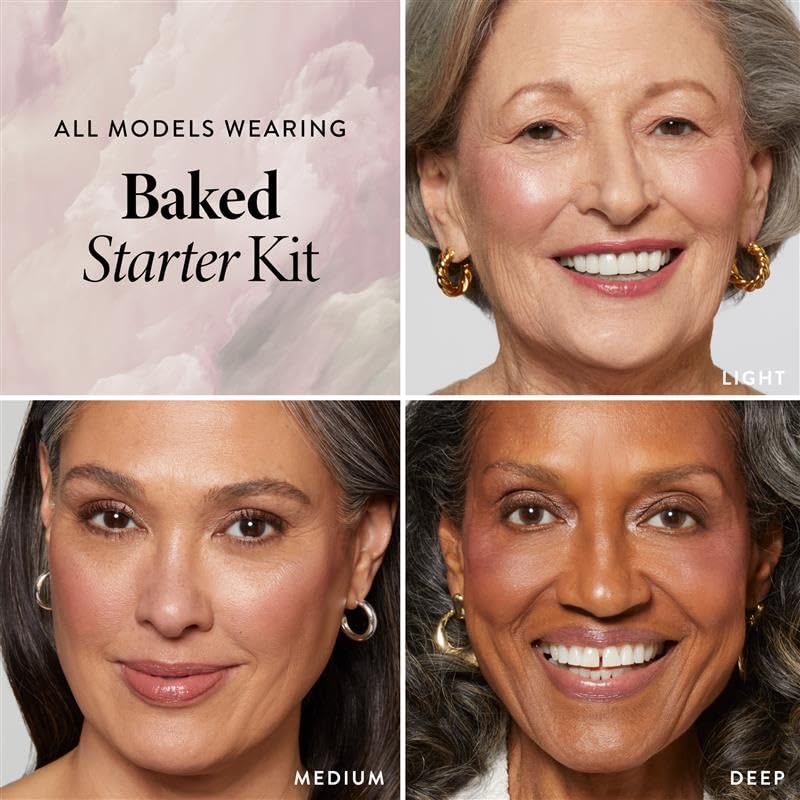 Laura Geller Baked Starter Kit - Full Face Palette, Powder Foundation & Kabuki Brush Set | Porcelain Finish