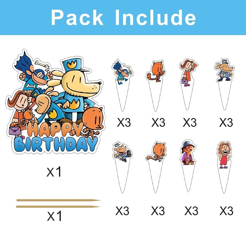 25pcs Dog Cartoon Cake Decorations with 1 Cake Topper & 24 Cupcake Toppers