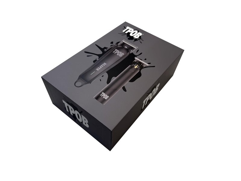 TPOB Slime 2 Ghost Black Clipper Trimmer Set Barber Hair Clippers for Men 6800 RPM with Rubber Case (Black)