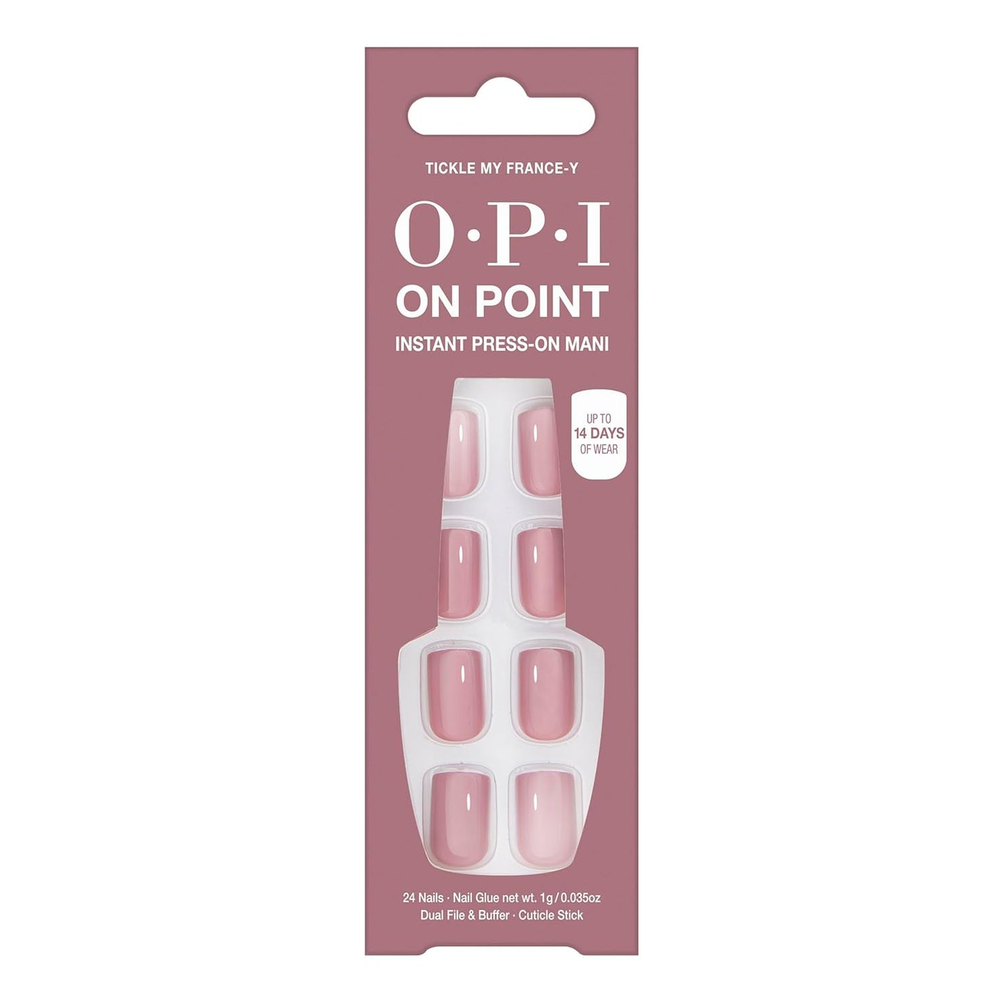 OPI On Point Press On Nails - Short Round & Squoval Nail Art | 24 Count with Glue | Long-Lasting & Reusable
