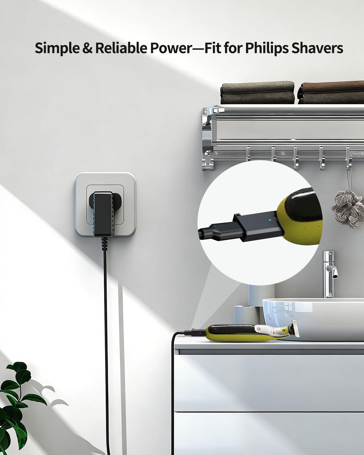 Superer USB-C Adapter Fit for Philips Norelco One Blade QP2724 QP2834 QP1924 QP4631 QP6542 MG5910 MG7910 MG9510 MG9525 X3001 X3052 S3243 S3341 S5880 S7887 X5000 Shaver Charger Razor Trimmer Converter