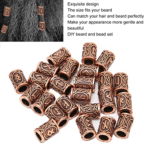 24 Viking Rune Hair Beads - Filigree Cuffs for Beard & Hair