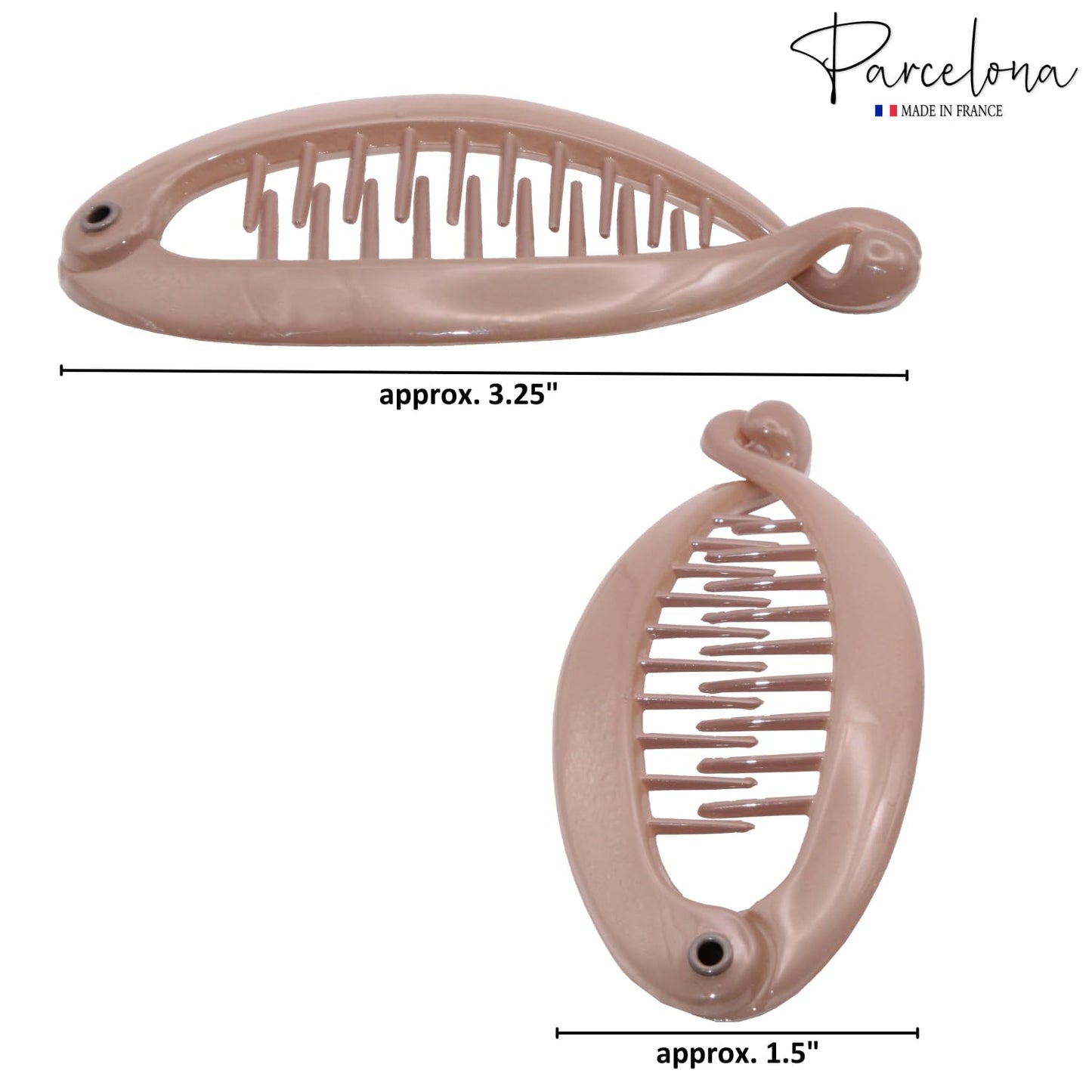 French Mini Blush Pink Hair Clips - Pack of 2 Celluloid Banana Clips for Thick Hair