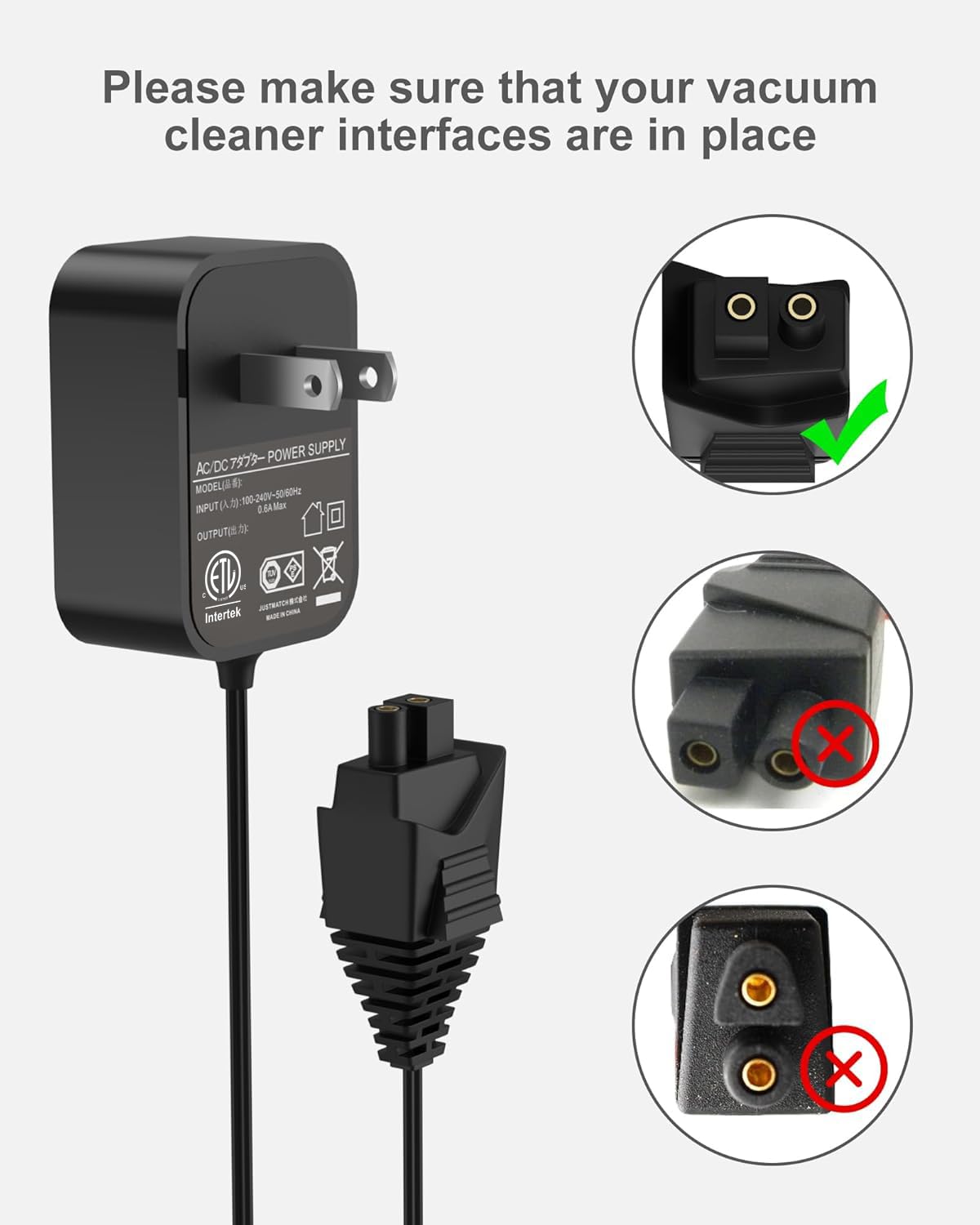 WUKUR Charger Compatible with Dirt Devil Quick Flip BD30010 BD30010FDI 8V Handheld Vacuum Cleaner Charger for PartNamber 440009122 Power Supply