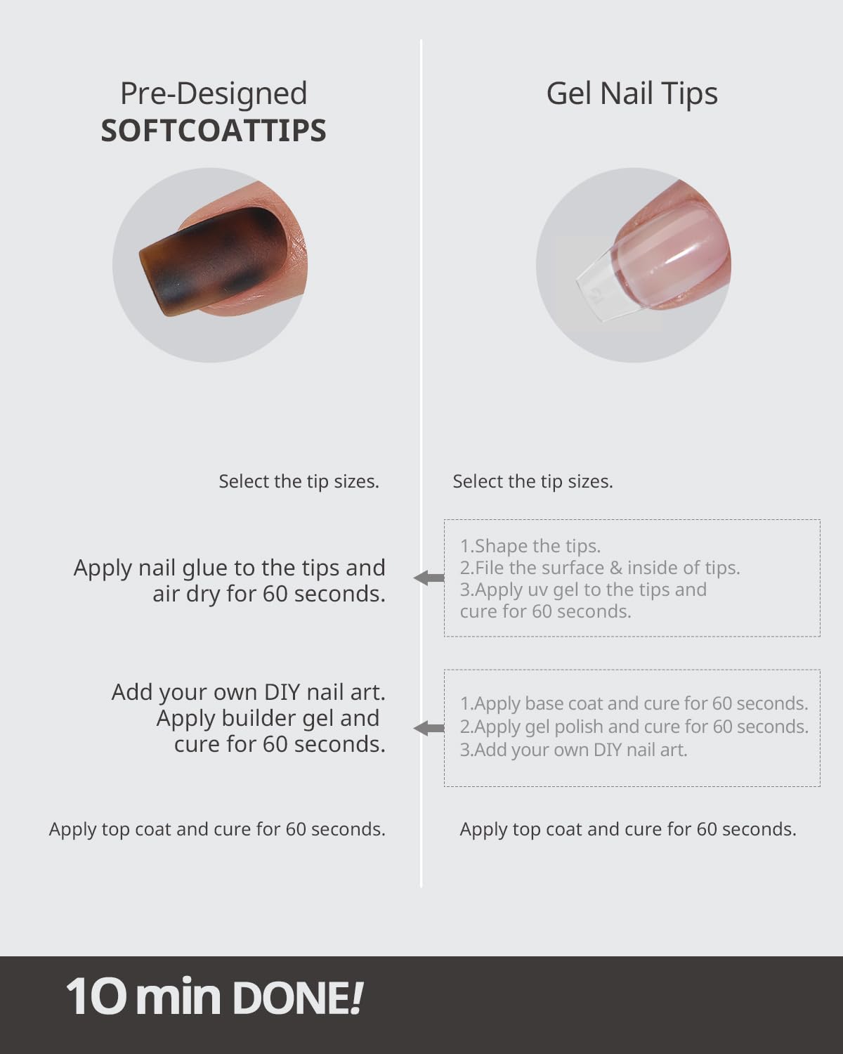 BTArtboxnails SOFTCOATTIPS Press On Nails - Tortoiseshell Long Square Press On Nails, 90Pcs Salon Quality Soak Off Soft Gel Nail Tips in 15 Sizes