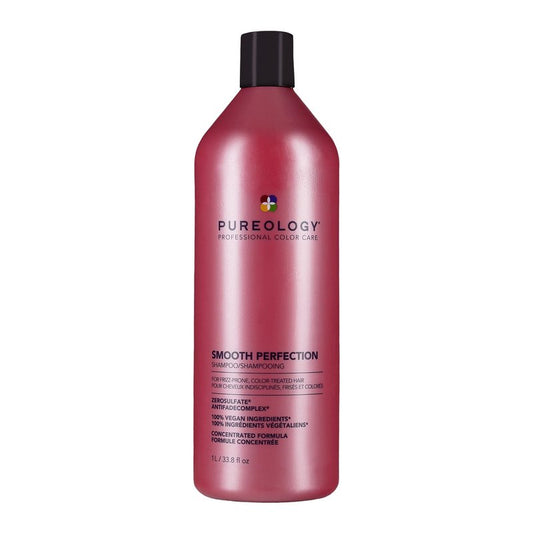 Pureology Smooth Perfection Shampoo - For Frizzy and Color Treated Hair, Smooths Hair & Controls Frizz, Sulfate-Free & Vegan, 33 Fl Oz