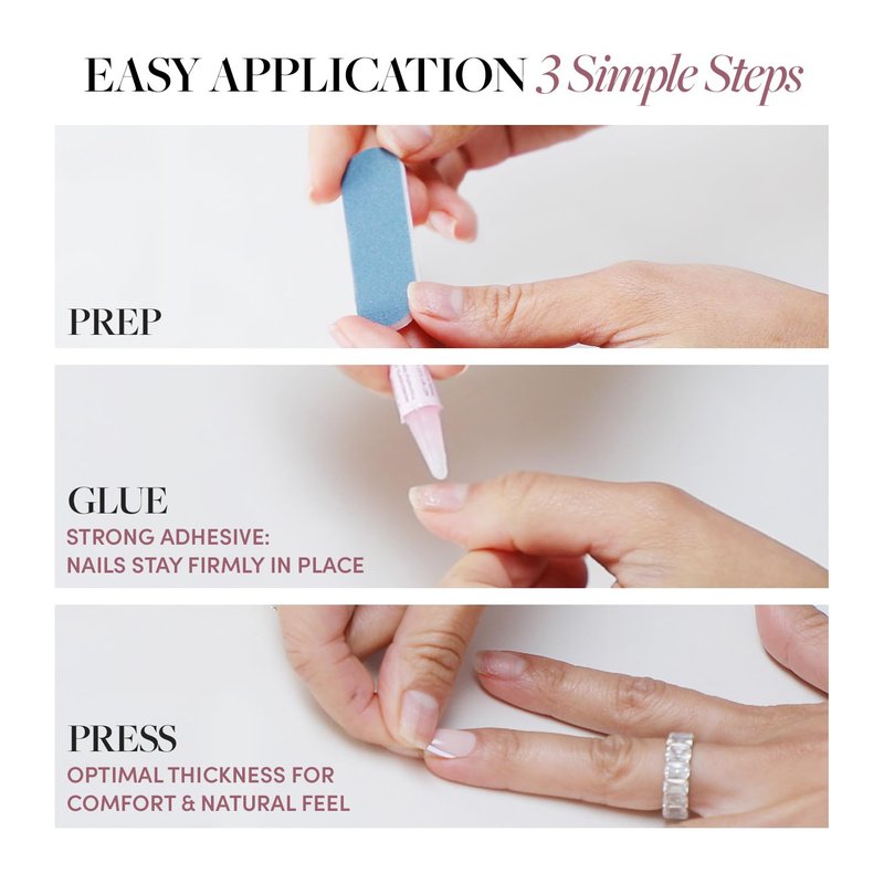 Glamnetic Press On Nails - Sugar Glazed Medium Oval Fake Nails | Sheer Nude Base with Mini White Polka Dots, 15 Sizes - 30 Nail Kit with Glue