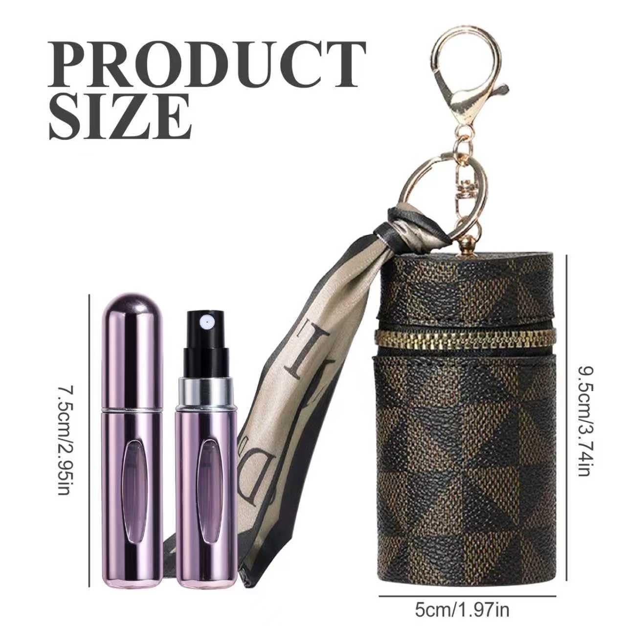 Yiesoum Portable Perfume Atomizer 5-Pack, Leak-Proof Refillable Travel Perfume Spray Bottles with Fine Mist & Funnel, TSA-Approved Mini Perfume Dispenser for Purse, Gym, Vacation (Includes Pouch)