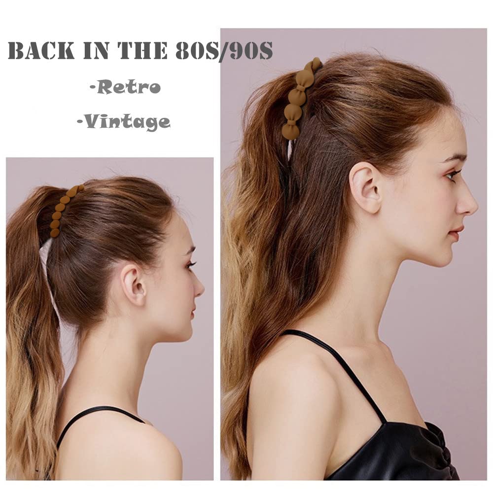 Hair Clips - 6PCS Bow Oval Banana Clips for Medium Thin Hair | 4.1 Inch Matte Strong Hold Half Ponytail Accessories