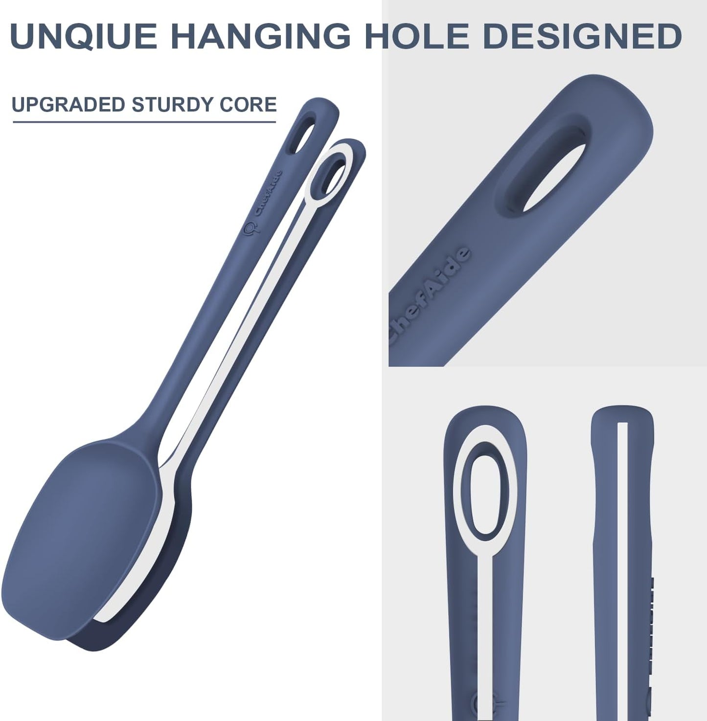 ChefAide Silicone Spatula Set - 5 Pieces, Heat Resistant Up to 600°F | Ergonomic Grip for Nonstick Cookware
