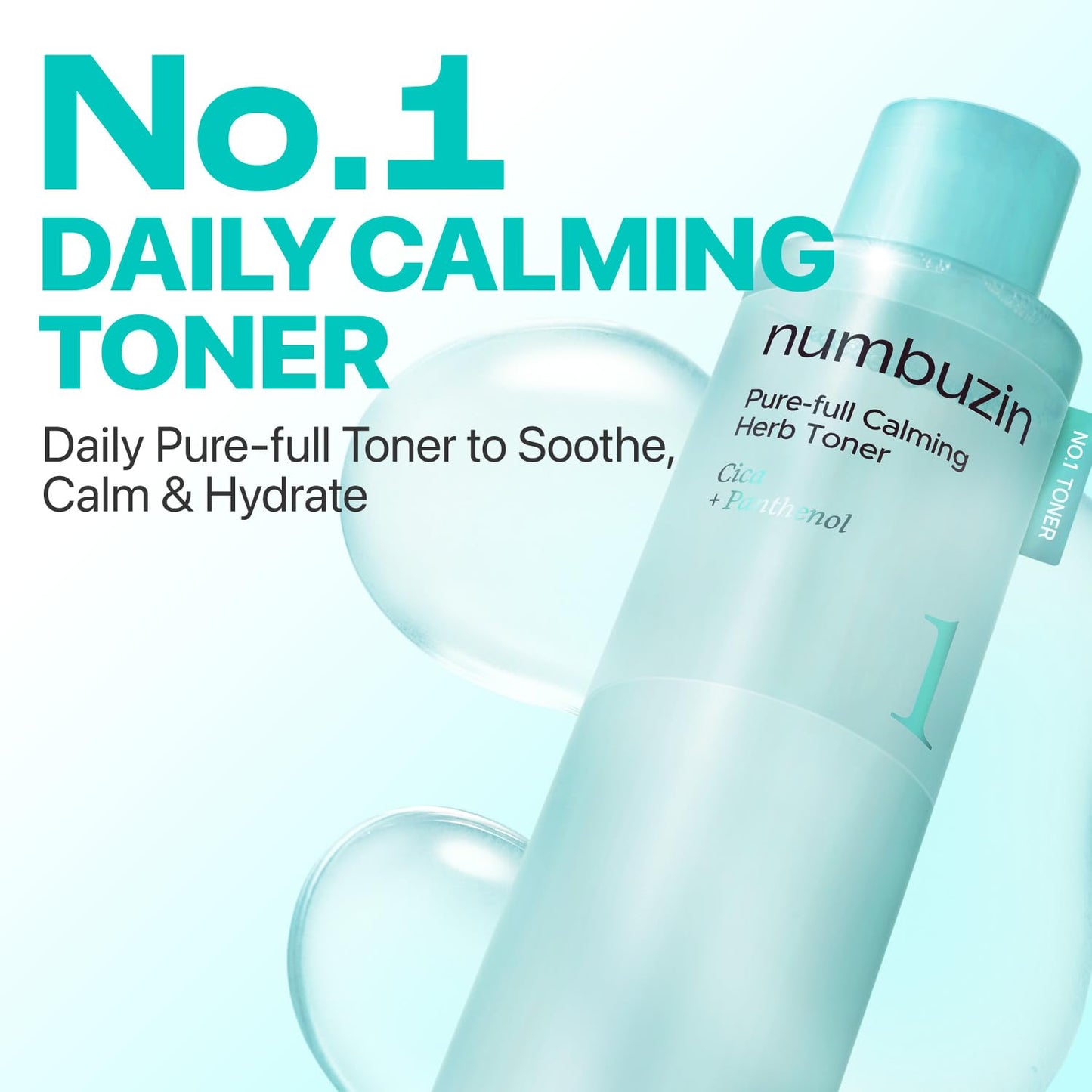 Numbuzin No.1 Toner - Calming Herb Formula for Breakouts & Redness | Centella Asiatica, Licorice Root | 10.14 fl. oz.