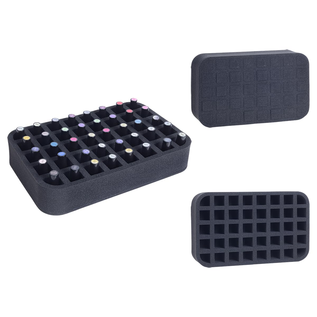 YAHOURWAT Nail Polish Organizer Holder Foam Pad with Slots for Storage 40 Bottles (15ml/0.5fl.oz) Nail Polish or Essential Oil Tray for Drawers Black