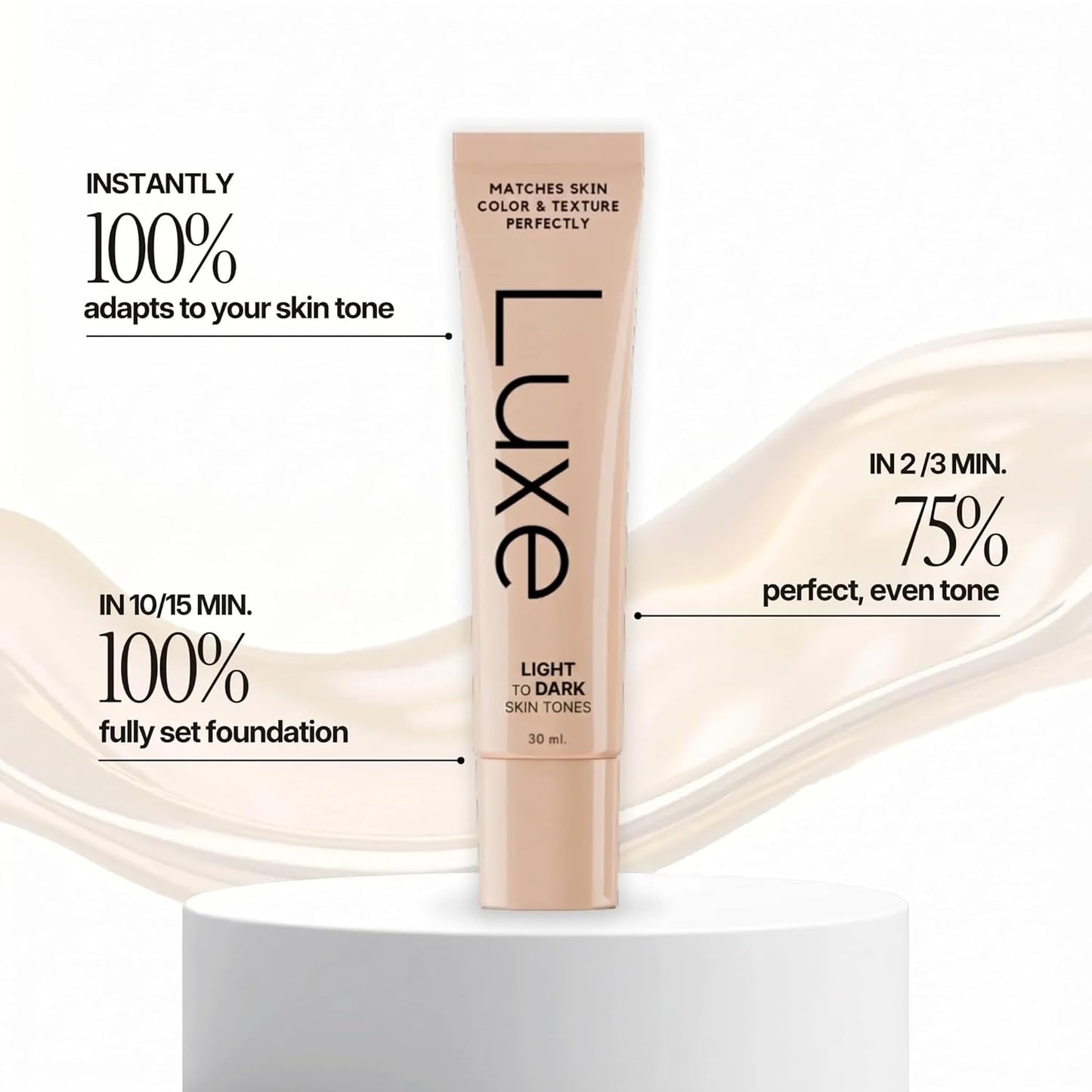 Luxe Changing Foundation for Light to Medium Skin Tone - Smooth Buildable Coverage | Essential Brush Set Included